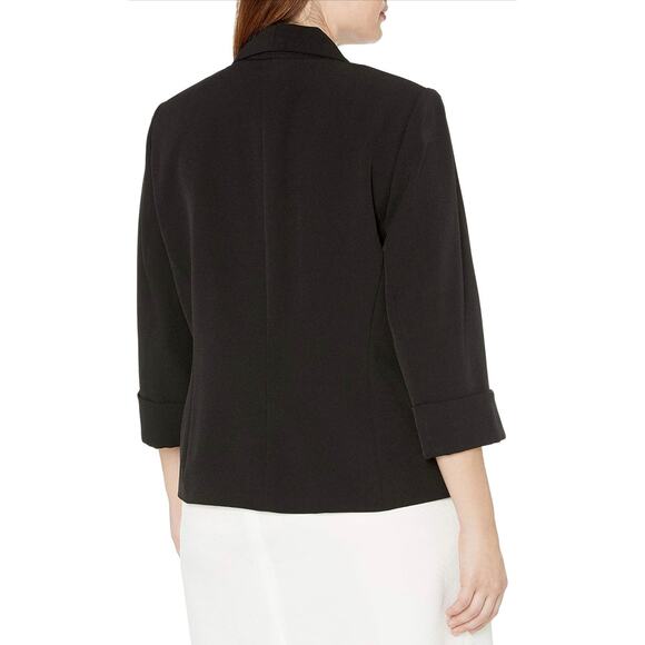 Kasper Womens Cardigan Stretch Crepe Flyaway Jacket Open Front 3/4 Sleeve Sz. 12 - Picture 10 of 12